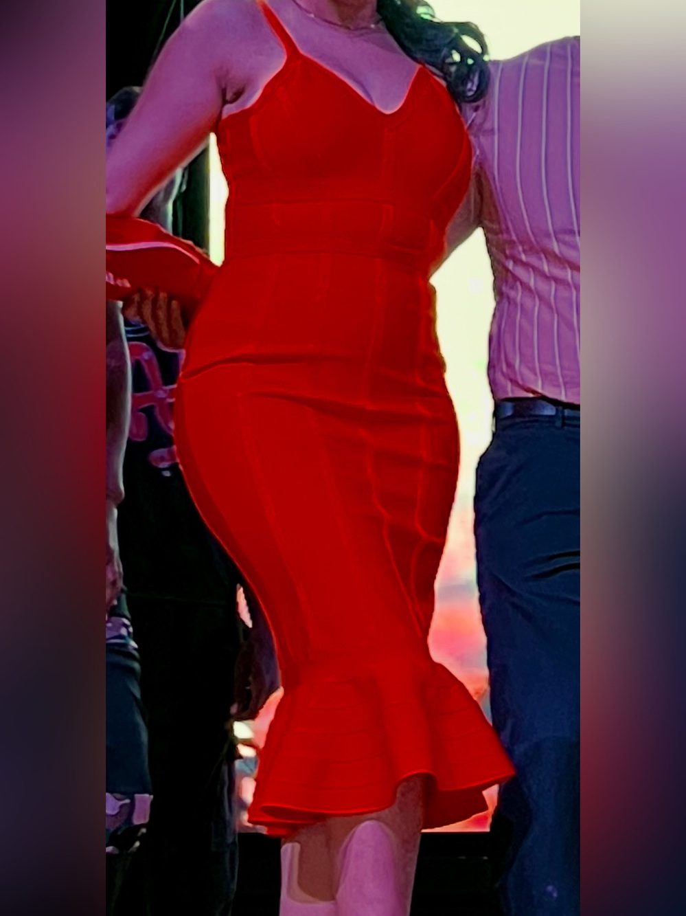 Fiery Red Bodycon Mermaid Bandage Dress Vegas Cocktail Party Dress Large